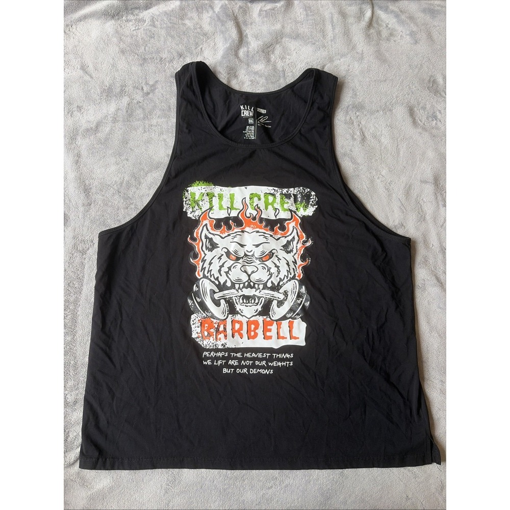 Kill Crew Mens Tank Top Barbell Demons Black XXL Weight Lifting Training MMA